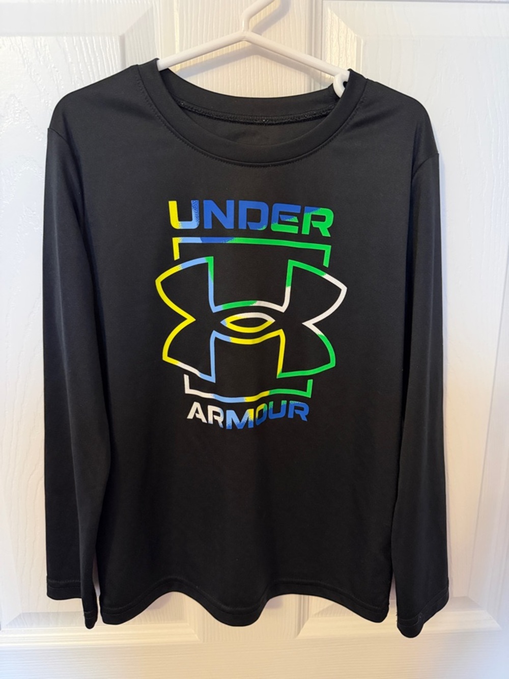 Under Armour Black Long-Sleeve Tee with Multicolor Logo